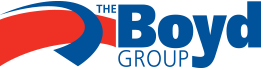 The Boyd Group corporate logo with curved red and blue graphic design