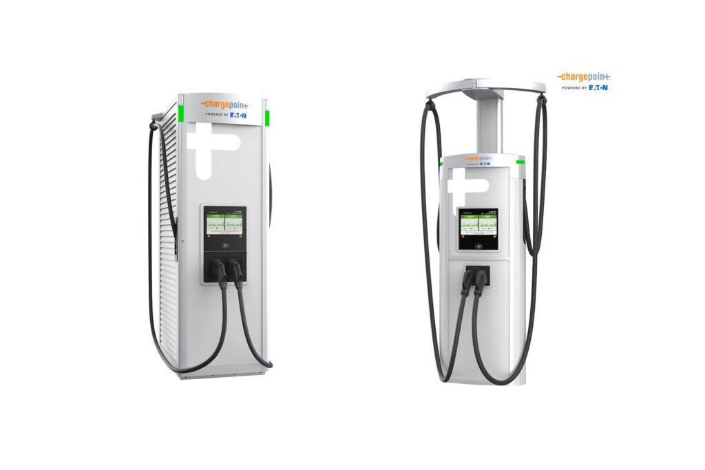 The next generation of the ChargePoint Express architecture delivers high-power, scalable EV charging across standalone, distributed, and hybrid deployments. Designed to maximize vehicle throughput and minimize cost, it helps commercial operators grow revenue and enables fleets to lower deployment and operating expenses. Photo from Chargepoint