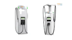 The next generation of the ChargePoint Express architecture delivers high-power, scalable EV charging across standalone, distributed, and hybrid deployments. Designed to maximize vehicle throughput and minimize cost, it helps commercial operators grow revenue and enables fleets to lower deployment and operating expenses. Photo from Chargepoint