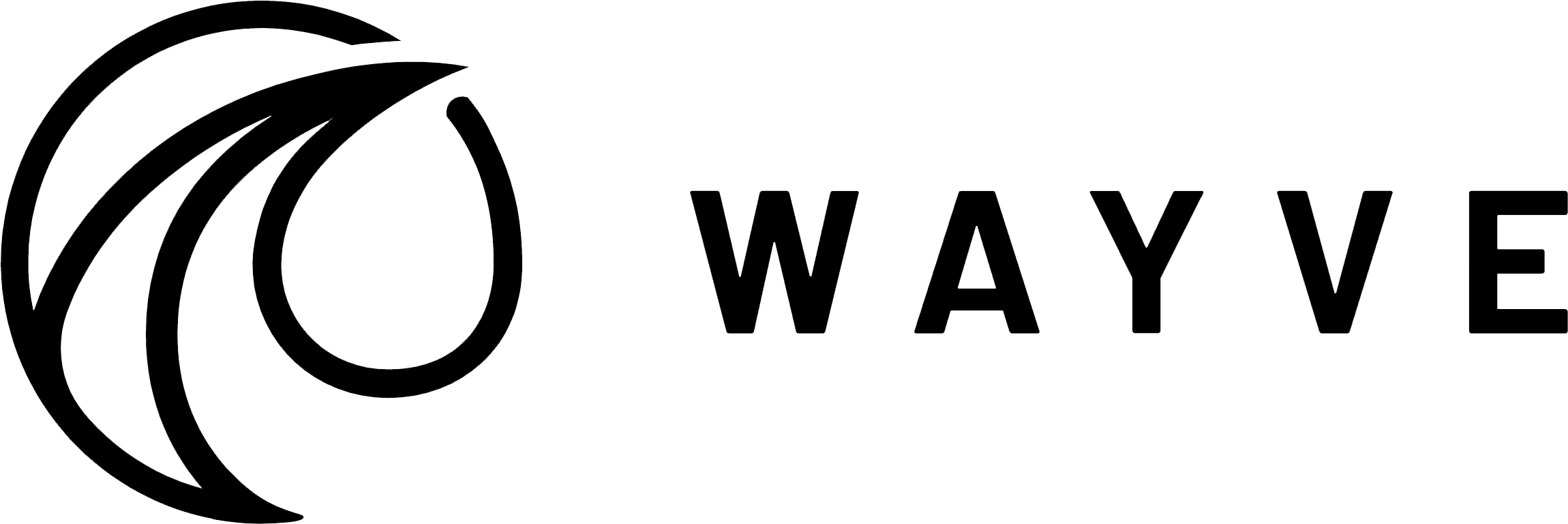 Wayve logo featuring stylized wave symbol and company name in black