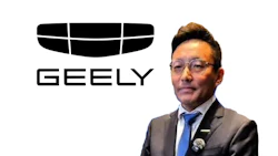 Geely automotive brand logo with geometric grille design and company name in black text